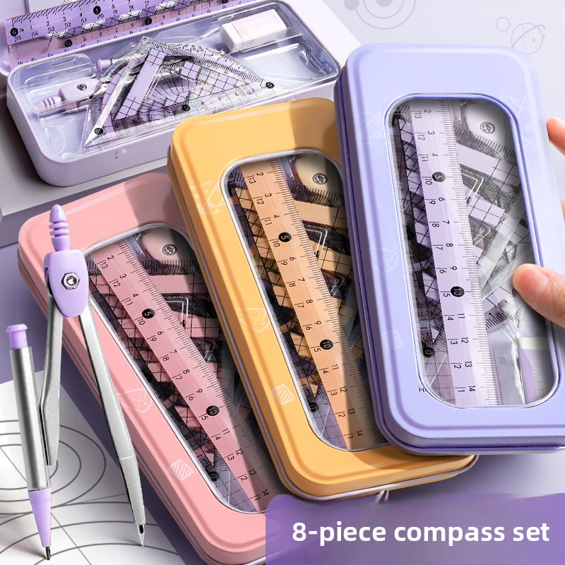 8 Pcs Geometry Set for Student - Math Geometry Set With Compass 评论和价格